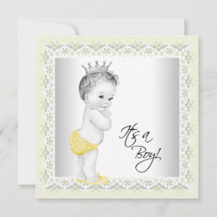 Yellow and Grey Baby Boy Shower Invitation