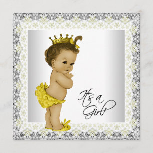 Yellow and Grey Baby Girl Shower Invitation
