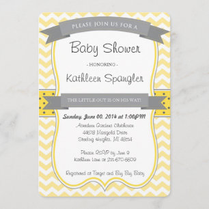 Yellow and Grey Baby Shower Invitation