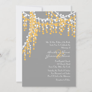 Yellow and Grey Beaded Wedding Invitation