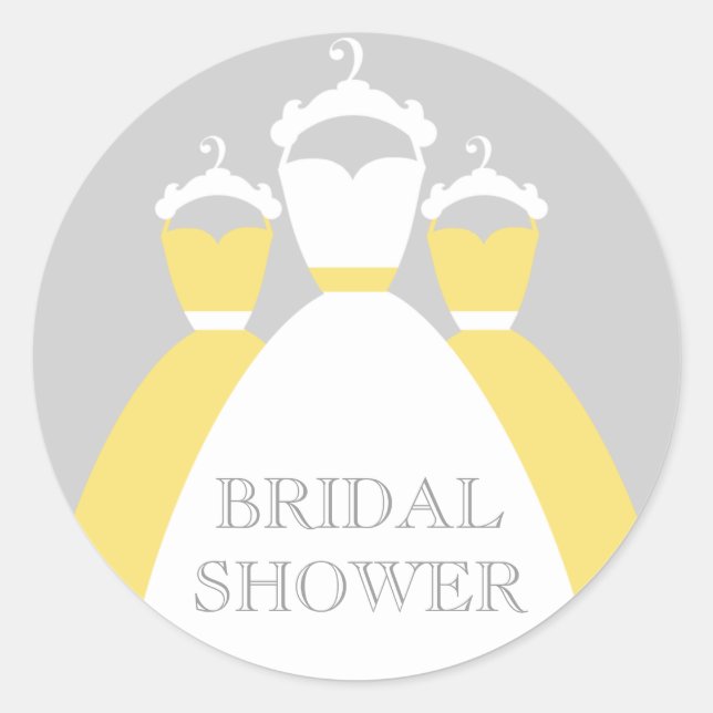 Yellow And Grey Bridal Shower Gift Seals (Front)