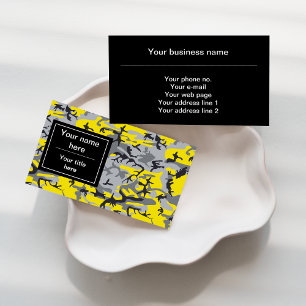 Yellow and Grey Camo, Camouflage, Military, Army Business Card