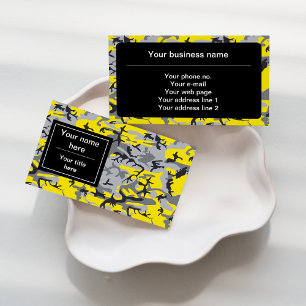 Yellow and Grey Camo, Camouflage, Military, Army Business Card