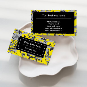 Yellow and Grey Camo, Camouflage, Military, Army Business Card