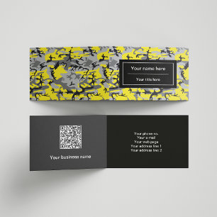 Yellow and Grey Camo, Camouflage, Military, Army Business Card