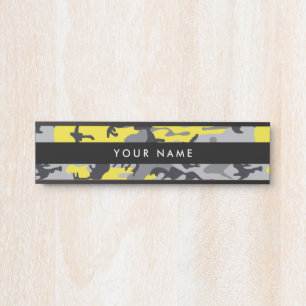 Yellow and Grey Camo, Camouflage, Military, Army Door Sign