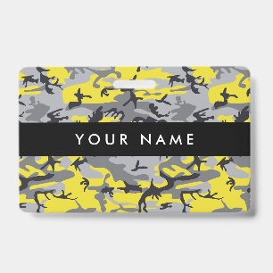 Yellow and Grey Camo, Camouflage, Military, Army ID Badge