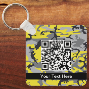 Yellow and Grey Camo, Camouflage, Military, Army Key Ring