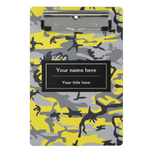 Yellow and Grey Camo, Camouflage, Military, Army Mini Clipboard