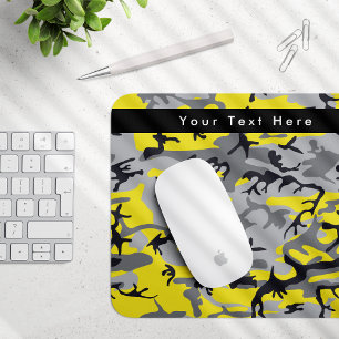 Yellow and Grey Camo, Camouflage, Military, Army Mouse Mat