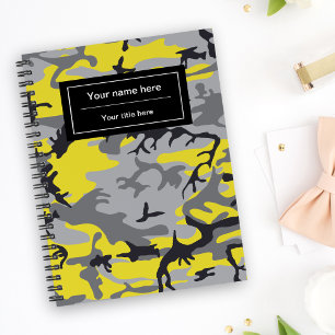Yellow and Grey Camo, Camouflage, Military, Army Notebook