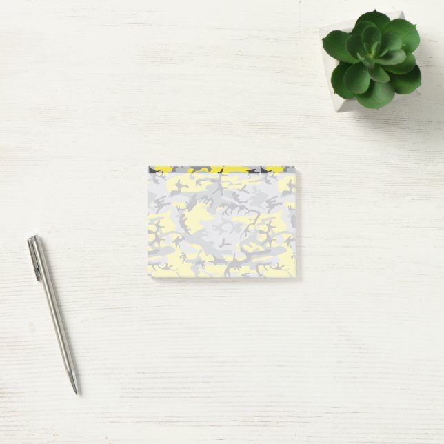 Yellow and Grey Camo, Camouflage, Military, Army Post-it Notes (Office)