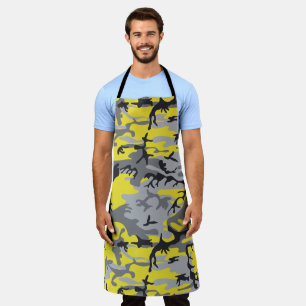 Yellow and Grey Camouflage, Military, Army Apron