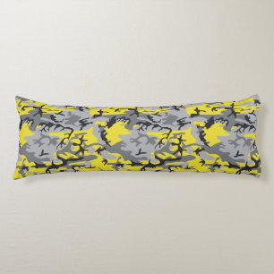 Yellow and Grey Camouflage, Military, Army Body Cushion