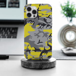 Yellow and Grey Camouflage, Military, Army iPhone 15 Pro Max Case