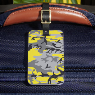 Yellow and Grey Camouflage, Military, Army Luggage Tag