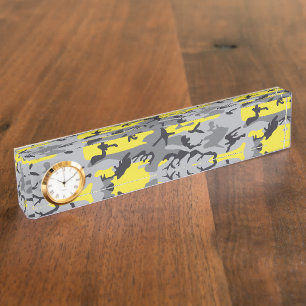Yellow and Grey Camouflage, Military, Army Nameplate
