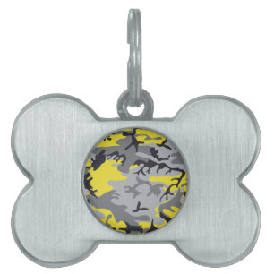 Yellow and Grey Camouflage, Military, Army Pet ID Tag