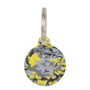 Yellow and Grey Camouflage, Military, Army Pet Tag