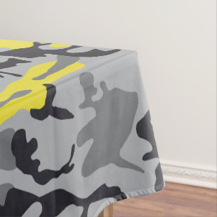 Yellow and Grey Camouflage, Military, Army Tablecloth