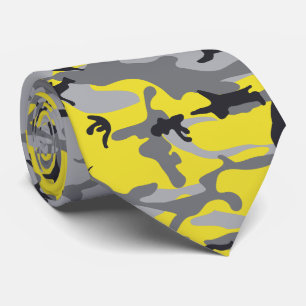 Yellow and Grey Camouflage, Military, Army Tie