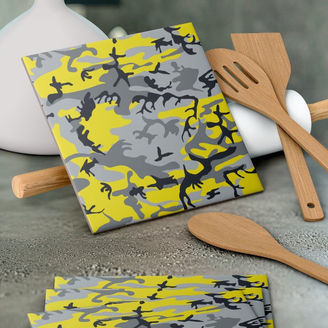 Yellow and Grey Camouflage, Military, Army Tile (Creator Uploaded)