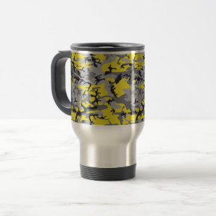 Yellow and Grey Camouflage, Military, Army Travel Mug