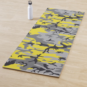 Yellow and Grey Camouflage, Military, Army Yoga Mat