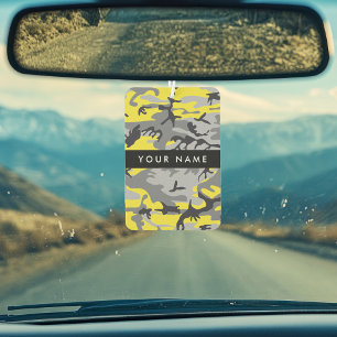 Yellow and Grey Camouflage Your name Personalise Car Air Freshener