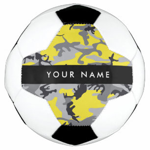 Yellow and Grey Camouflage Your name Personalise Football