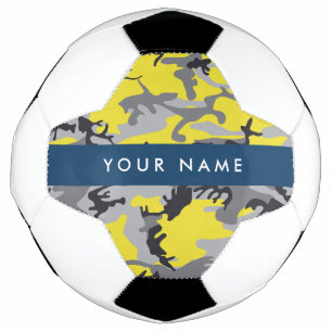 Yellow and Grey Camouflage Your name Personalise Football