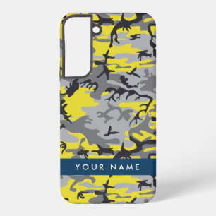 Yellow and Grey Camouflage Your name Personalise Samsung Galaxy Case