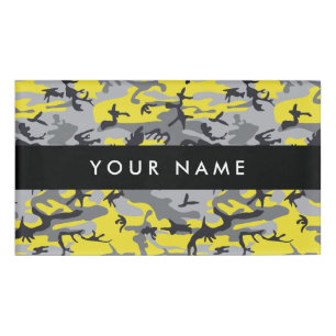Yellow and Grey Camouflage Your name Personalise Tag