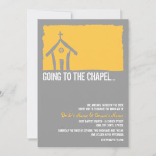 Yellow and Grey Chapel Wedding Invitation
