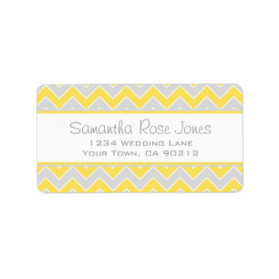 Yellow and Grey Chevron Custom Address Label