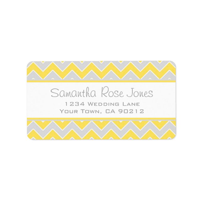 Yellow and Grey Chevron Custom Address Label (Front)