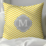 Yellow and Grey Chevron Monogrammed Cushion<br><div class="desc">Personalise your space with this stylish throw pillow featuring a vibrant yellow and grey chevron pattern and a customisable monogram. The bold design and contrasting colours add a modern touch to any room, making it perfect for contemporary and chic decor themes. Ideal for living rooms, bedrooms, or as a unique...</div>