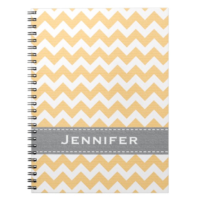 Yellow and Grey Chevron Spiral Notebook Journal (Front)