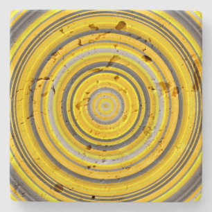 Yellow and Grey Circular Pattern Stone Coaster