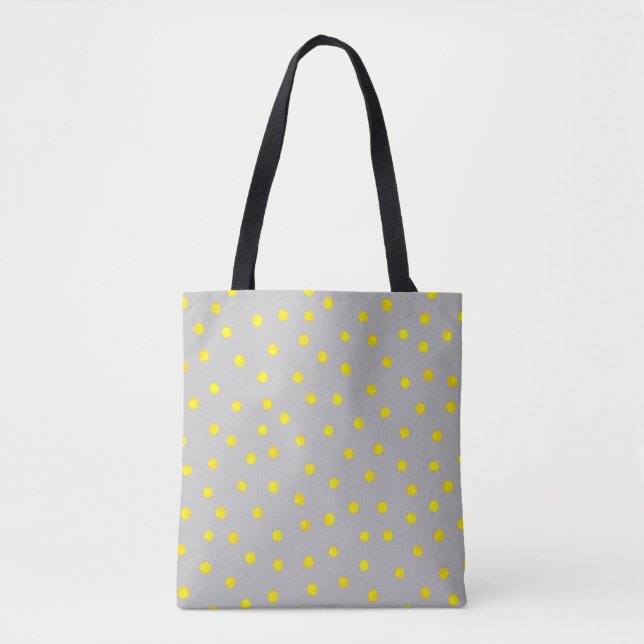 Yellow And Grey Confetti Dots Tote Bag (Front)