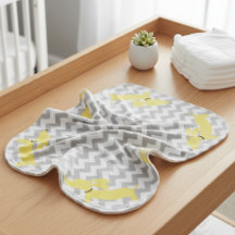 Yellow and Grey Dachshund Newborn Burp Cloth