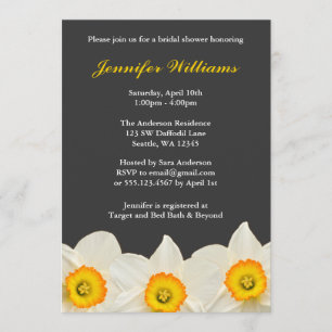 Yellow and Grey Daffodil Flower Bridal Shower Invitation
