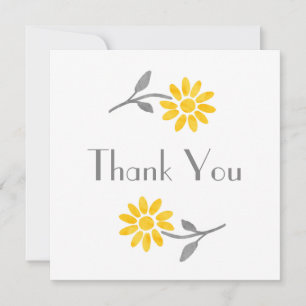 Yellow and Grey Daisy Thank You Card