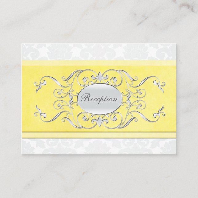 Yellow and Grey Damask Enclosure Card (Front)