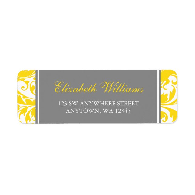 Yellow and Grey Damask Swirls (Front)