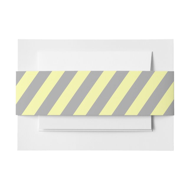 Yellow and Grey Diagonal Stripes Invitation Belly Band (Front Example)