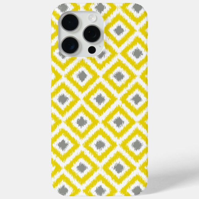 Yellow and Grey Diamond Ikat Pattern Case-Mate iPhone Case (Back)