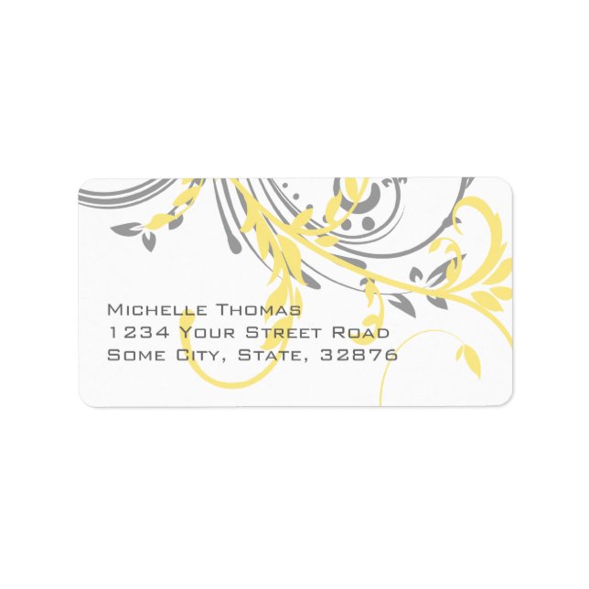 Yellow and Grey Double Floral Return Address Label (Front)