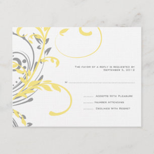 Yellow and Grey Double Floral Wedding RSVP