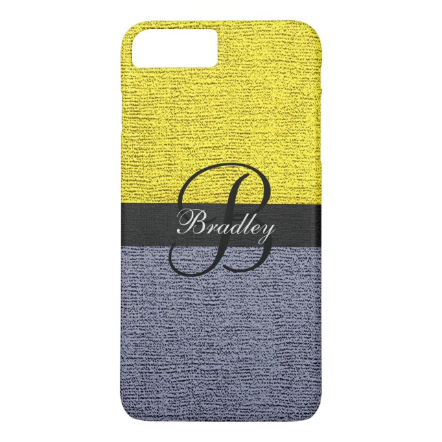 Yellow and Grey Elegant Monogram Case-Mate iPhone Case (Back)